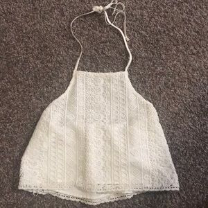 Hollister white floral tie top